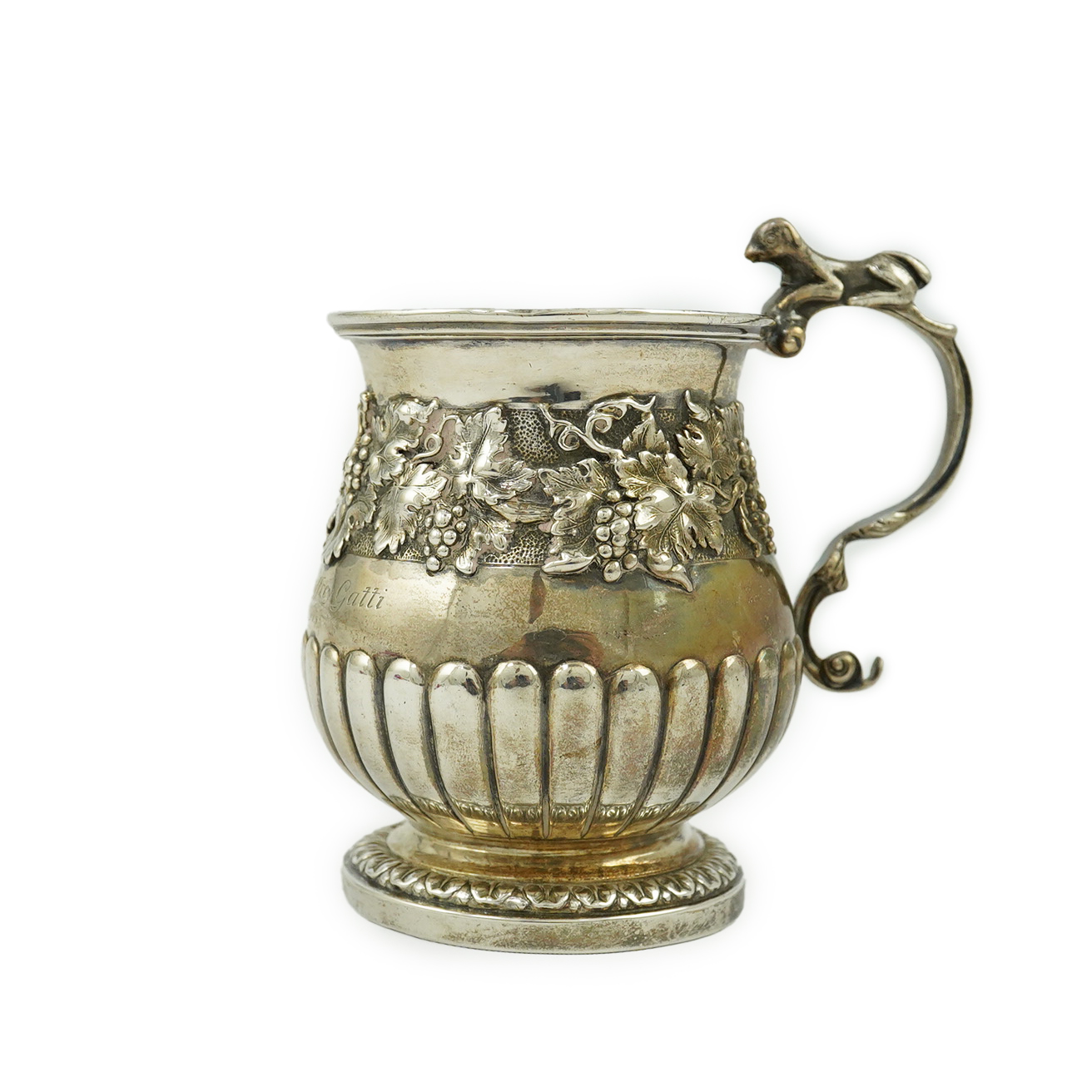 A George IV demi-fluted silver christening cup, by Eames & Barnard